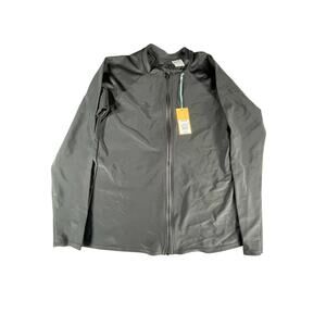 Kona Sol Shirt Swim Rash Guard Womens Medium (8-10) Black Long Sleeve Zipper NWT